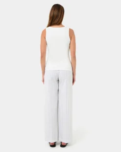 Forcast Devin Ribbed Singlet Top Ivory Sale