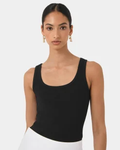 Forcast Devin Ribbed Singlet Top Black Outlet