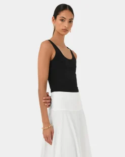 Forcast Devin Ribbed Singlet Top Black Outlet