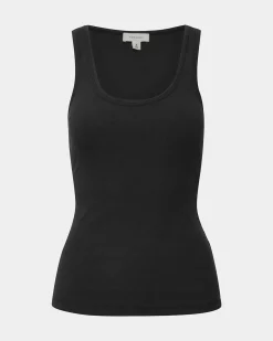 Forcast Devin Ribbed Singlet Top Black Outlet