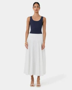 Forcast Devin Ribbed Singlet Top Navy