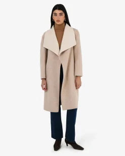Forcast Diana Wool Blend Cocoon Coat Oat Marle New