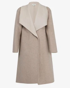 Forcast Diana Wool Blend Cocoon Coat Oat Marle New