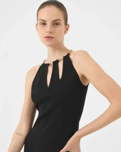 Forcast Diwa Chain Strap Knit Dress Black Hot