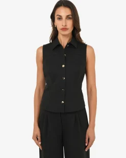 Forcast Dolly Collared Vest Black Sale