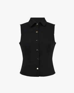 Forcast Dolly Collared Vest Black Sale