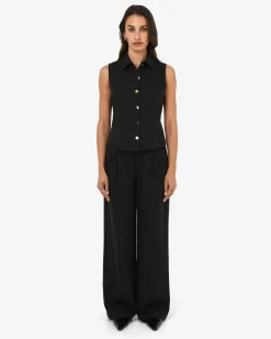 Forcast Dolly Pleated Wide Leg Pants Black Hot