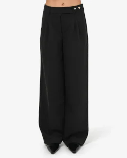Forcast Dolly Pleated Wide Leg Pants Black Hot