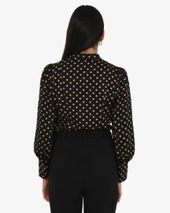 Forcast Dotti Polka Dot Printed Blouse Black Polka Dot Discount