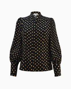 Forcast Dotti Polka Dot Printed Blouse Black Polka Dot Discount