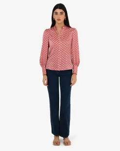 Forcast Dotti Polka Dot Printed Blouse Pink Polka Dot Sale