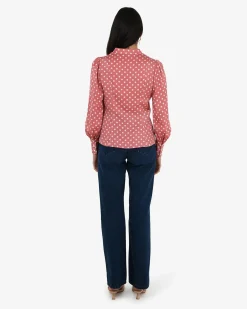 Forcast Dotti Polka Dot Printed Blouse Pink Polka Dot Sale
