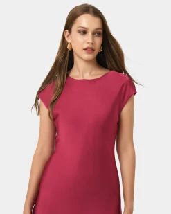 Forcast Dulce Satin Midi Dress Burgundy Best