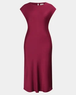 Forcast Dulce Satin Midi Dress Burgundy Best