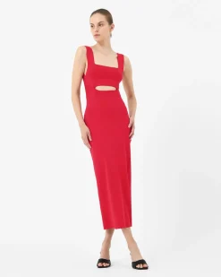 Forcast Elia Cutout Knit Dress Red Sale