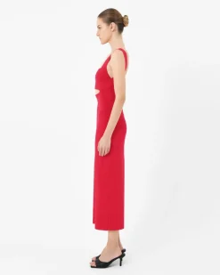 Forcast Elia Cutout Knit Dress Red Sale