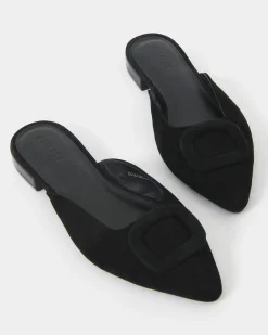Forcast Elizabella Leather Mules Black Clearance