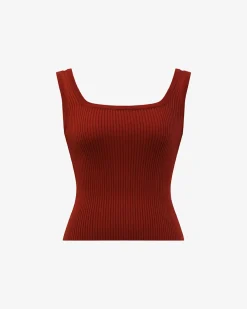 Forcast Ella Square Neck Rib Knit Clay Discount
