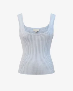 Forcast Ella Square Neck Rib Knit Sky Blue Outlet