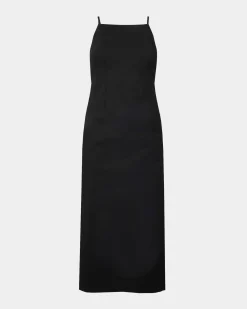 Forcast Emiko Fitted Slip Dress Black New