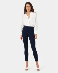 Forcast Emily High-Waisted Skinny Pants Navy Outlet