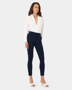 Forcast Emily High-Waisted Skinny Pants Navy Outlet
