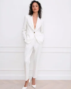 Forcast Ester Slim Leg Trousers Ivory New