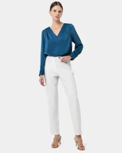Forcast Ester Slim Leg Trousers Ivory New