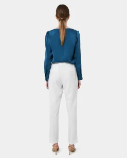 Forcast Ester Slim Leg Trousers Ivory New