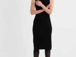 Forcast Faith Side Pleated Midi Dress Black Clearance