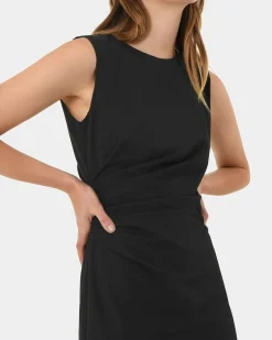 Forcast Faith Side Pleated Midi Dress Black Clearance