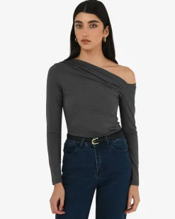 Forcast Felicha Asymmetric Top Charcoal