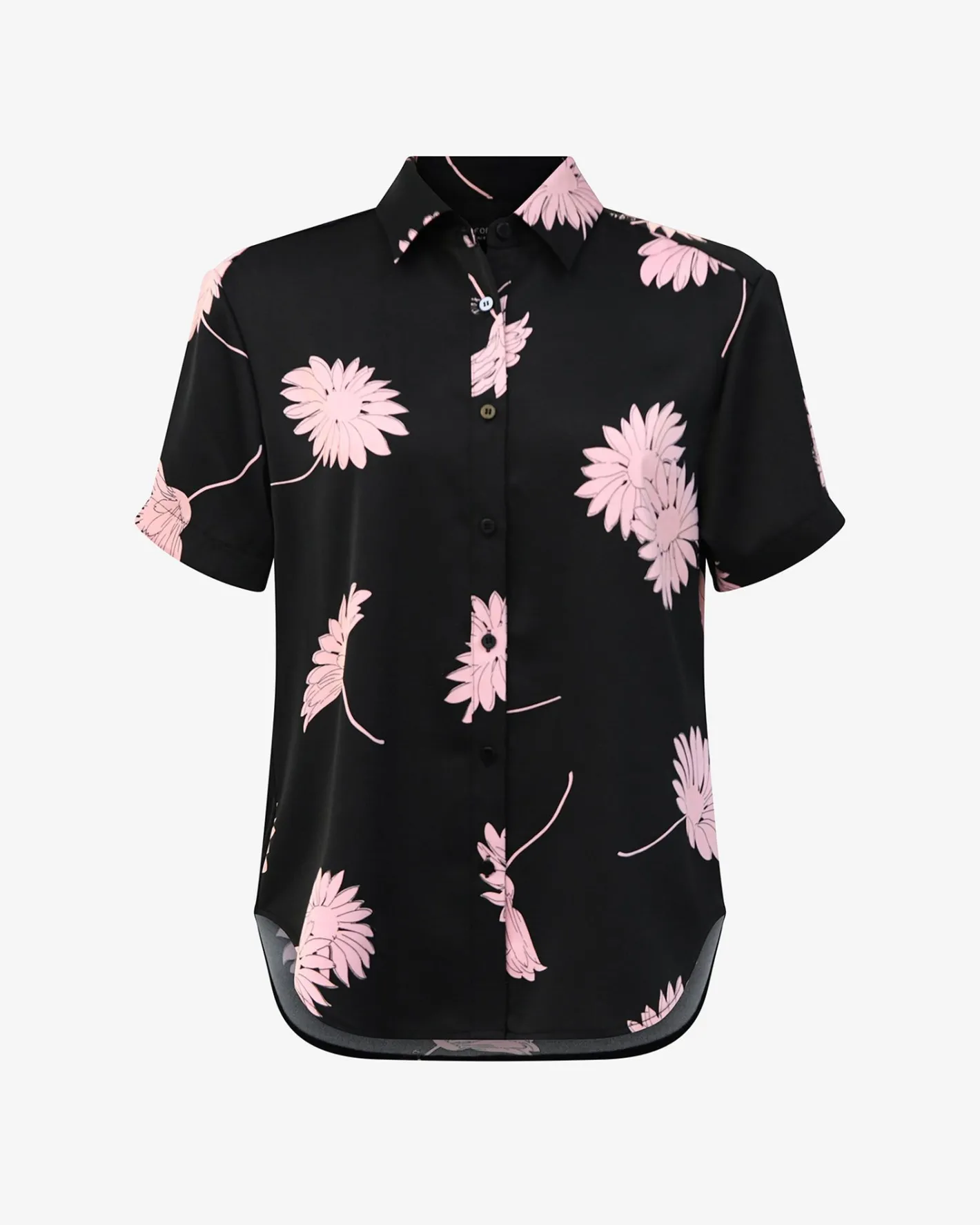 Forcast Felicia Floral Satin Shirt Black Pink Discount
