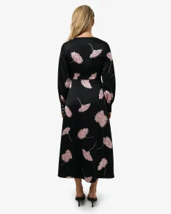Forcast Felicia Floral Twist Dress Black Pink New