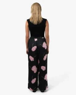 Forcast Felicia Satin Elastic Pants Black Pink Hot