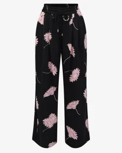 Forcast Felicia Satin Elastic Pants Black Pink Hot