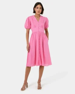 Forcast Fernanda Linen Dress Pink Best