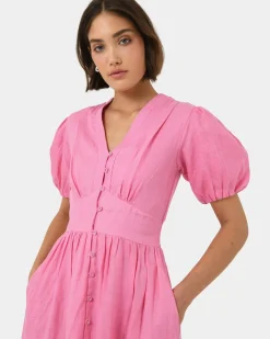 Forcast Fernanda Linen Dress Pink Best