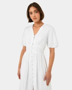 Forcast Fernanda Linen Dress White Sale