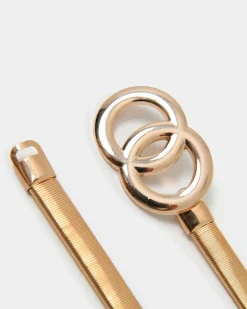 Forcast Fernanda Stretch Metal Belt Gold New