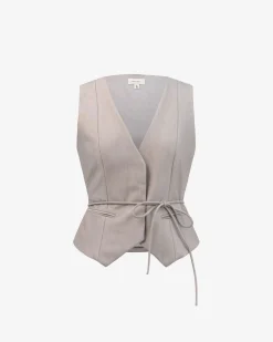 Forcast Fitzroy Belted Vest Oyster Beige Outlet