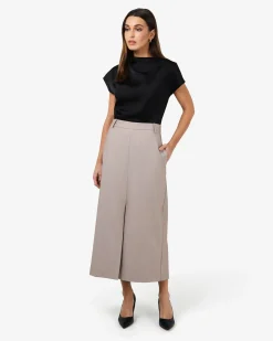 Forcast Fitzroy Column Skirt Oyster Beige Discount