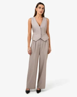 Forcast Fitzroy Pleat Front Pants Oyster Beige