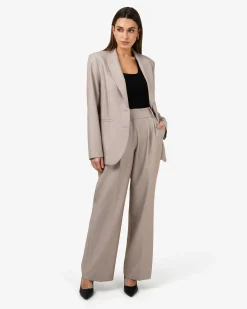 Forcast Fitzroy Pleat Front Pants Oyster Beige