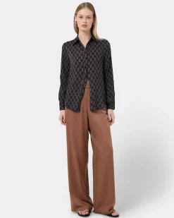 Forcast Freya Chain Print Blouse Navy Discount