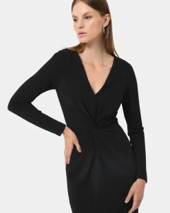 Forcast Giada Twist Knit Glitter Dress Black Outlet