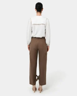 Forcast Giorga Lace Trim Blouse Ivory New