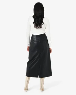 Forcast Giselle Panel Pu Skirt Black Hot