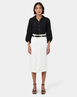 Forcast Giulia Gold Button Blouse Black Hot