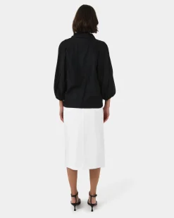 Forcast Giulia Gold Button Blouse Black Hot